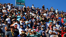 NASCAR Cup Series fans watch the Dixie Vodka 400 at Homestead-Miami Speedway.