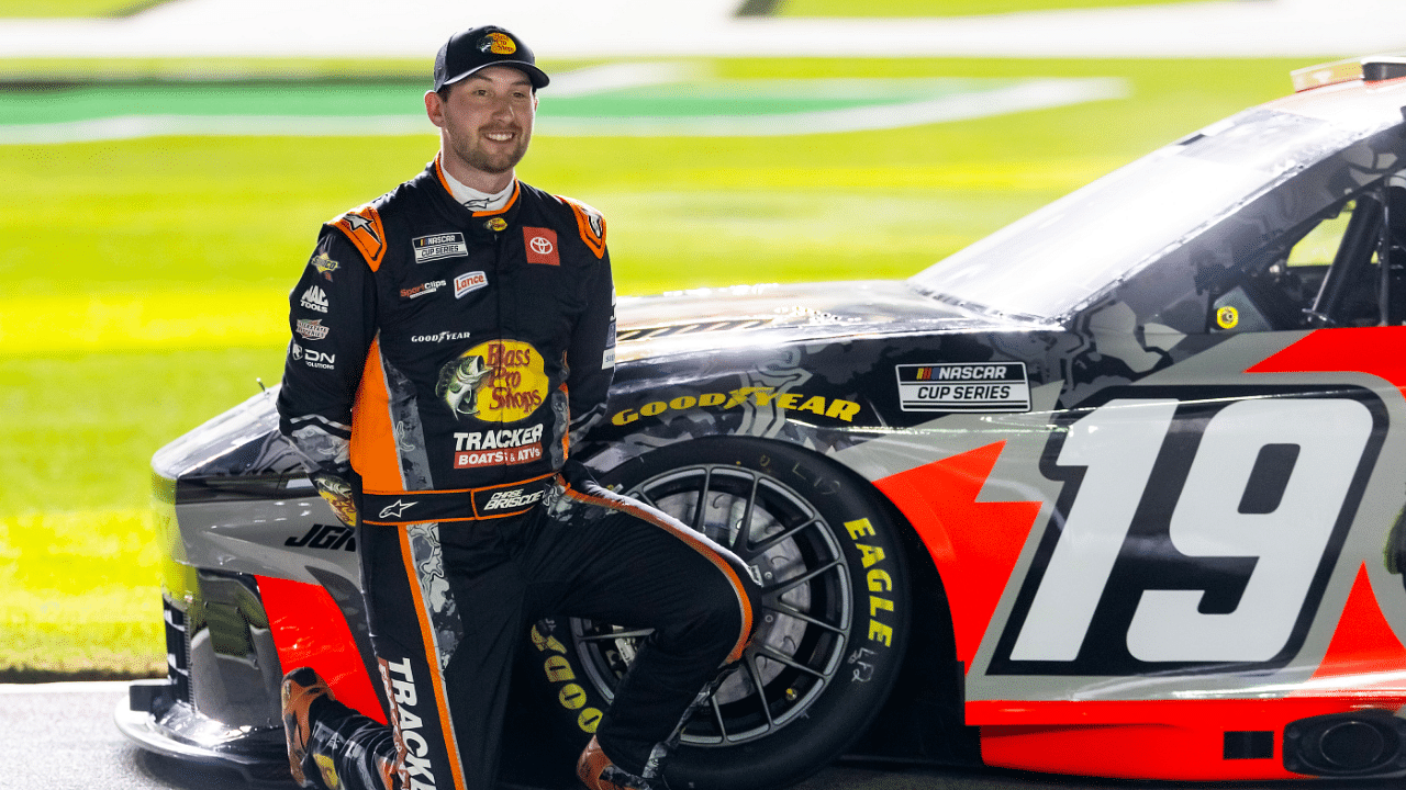 Feb 12, 2025; Daytona Beach, Florida, USA; NASCAR Cup Series driver Chase Briscoe (19) during qualifying for the Daytona 500 at Daytona International Speedway. Mandatory Credit: Mark J. Rebilas-Imagn Images