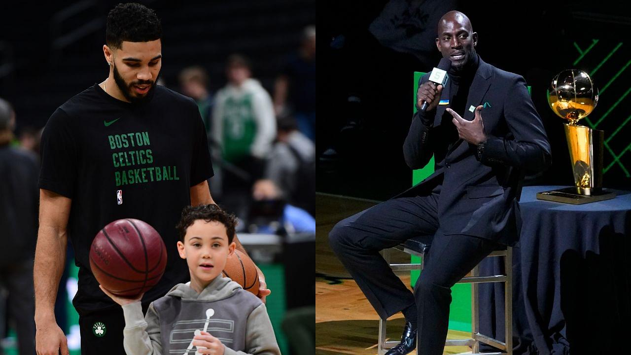 Jayson Tatum(L) and Kevin Garnett(R)