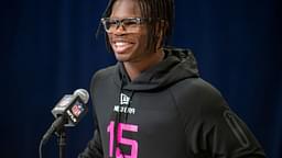 Colorado defensive back Travis Hunter (DB15) during the 2025 NFL Combine at Lucas Oil Stadium.