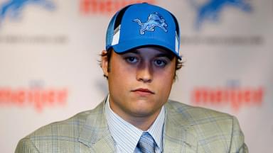 Detroit Lions first round draft pick quarterback Matthew Stafford from the University of Georgia is introduced to the media during the Detroit Lions press conference at their Allen Park training faciity.