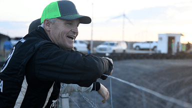 Former NASCAR driver Kenny Wallace watches the kids go-cart race, Wednesday, Oct. 7, 2020, in Bishop. The event promotes youth go-cart racing.