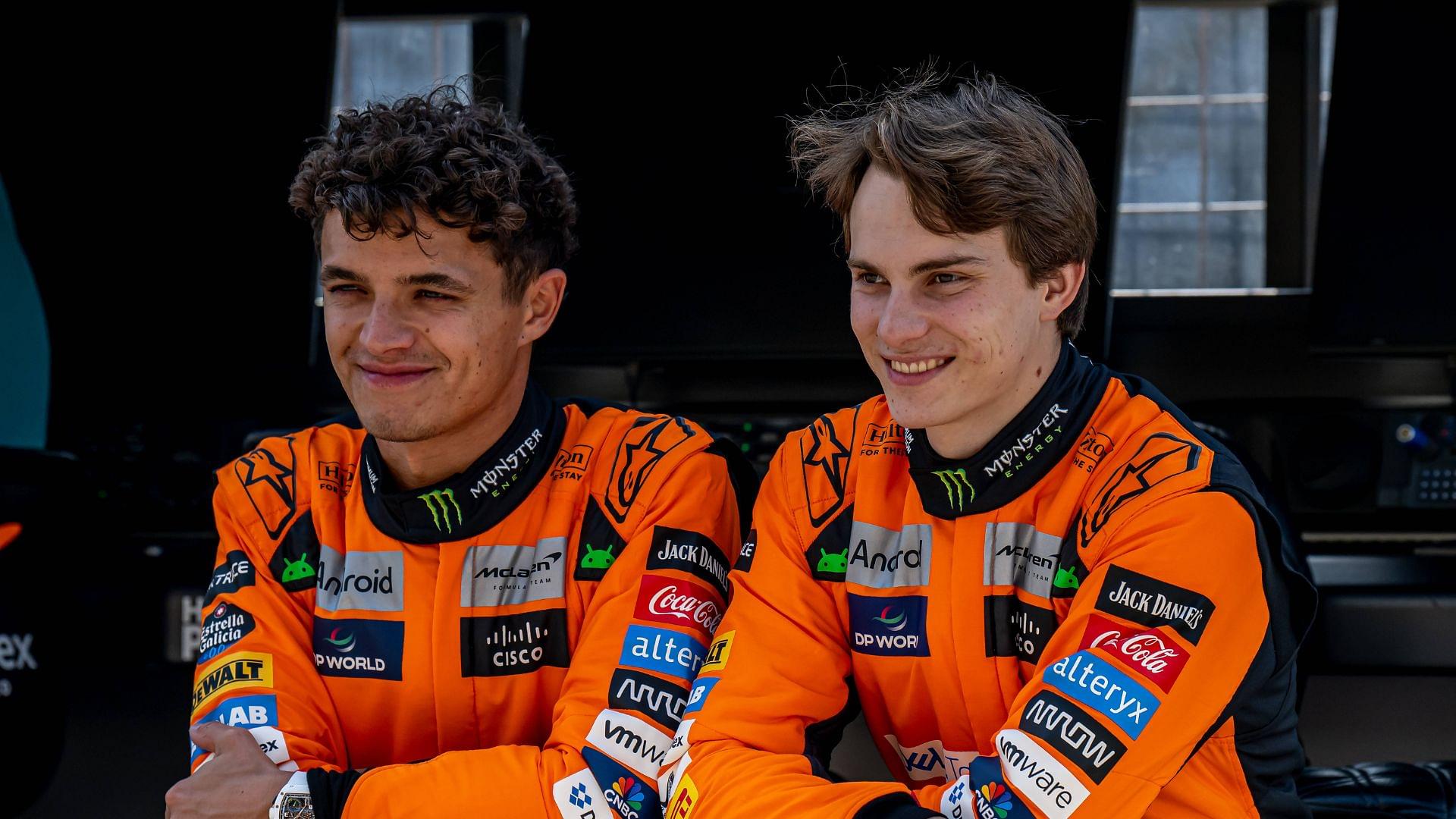 Lando Norris and Oscar Piastri, racing for the McLaren F1 team during the 2024 Formula 1 United States Grand Prix at the Circuit of the Americas