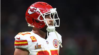 Kansas City Chiefs tight end Travis Kelce (87) reacts in the fourth quarter against the Philadelphia Eagles in Super Bowl LIX at Ceasars Superdome.