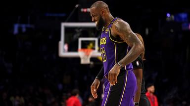 Los Angeles Lakers forward LeBron James (23) reacts after a play during the fourth quarter against the LA Clippers at Crypto.com Arena