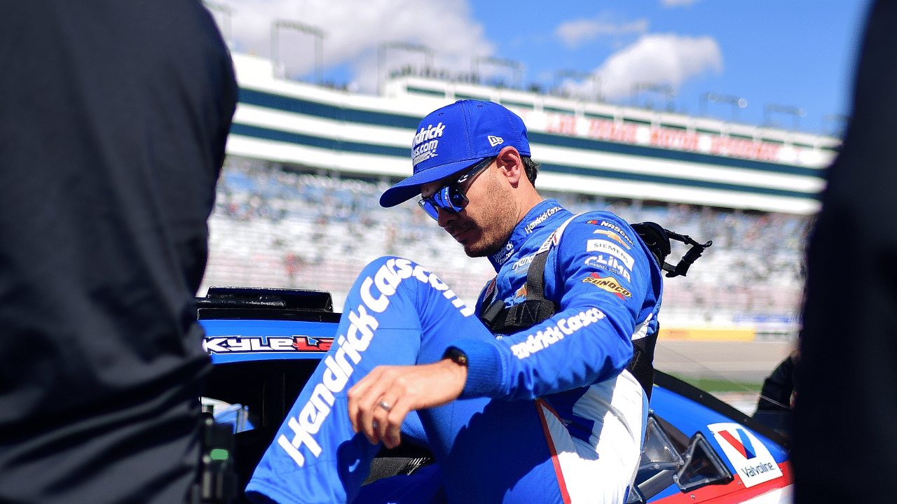 NASCAR Cup Series driver Kyle Larson (5) during qualifying for the Pennzoil 400 at Las Vegas Motor Speedway.