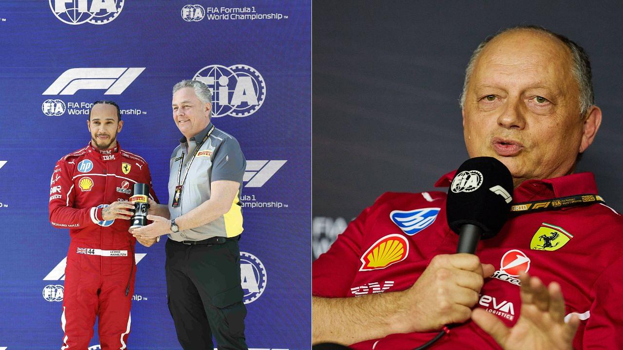 Frederic Vasseur (L) and Lewis Hamilton (R)