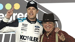 Brad Keselowski and Jack Roush in Victory Lane, Thursday February 17, 2022 after winning the first Bluegreen Vacations Duel at Daytona international Speedway. Dtb First Duel Winner 2