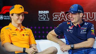 Oscar Piastri (AUS) - McLaren Formula 1 Team - McLaren MCL38 - Mercedes and Max Verstappen (NED) - Oracle Red Bull Racing - Red Bull RB20 - Honda RBPT during the Thursday press conference of Formula 1 Lenovo Sao Paulo Grand Prix 2024