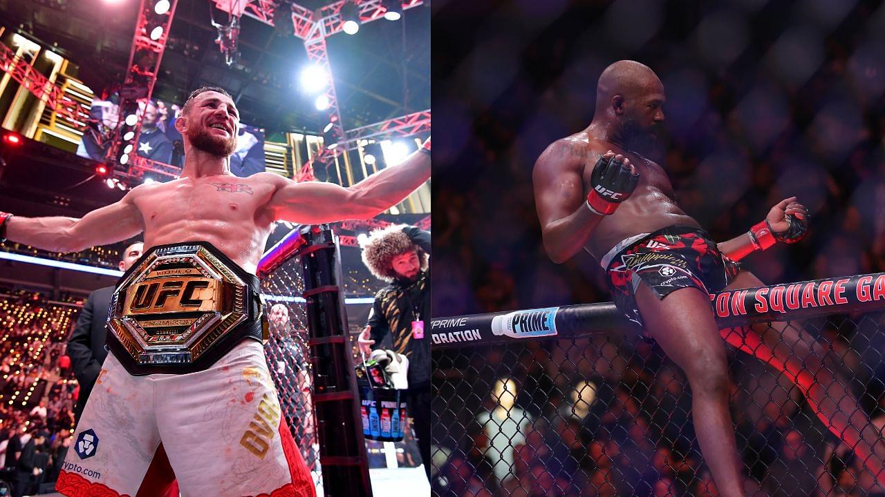 Merab Dvalishvili (L), Jon Jones (R)