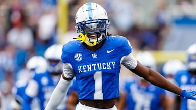 Kentucky Wildcats defensive back Maxwell Hairston (1) runs onto the field before the game against the Ohio Bobcats at Kroger Field.