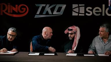 Dana White (2nd from L), Turki Alalshikh (2nd from R)