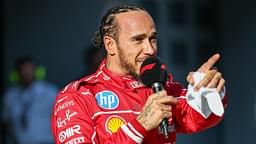 Lewis Hamilton of Great Britain and Scuderia Ferrari celebrates his sprint pole during Sprint Qualifying ahead of the F1 Grand Prix of China at Shanghai International Circuit