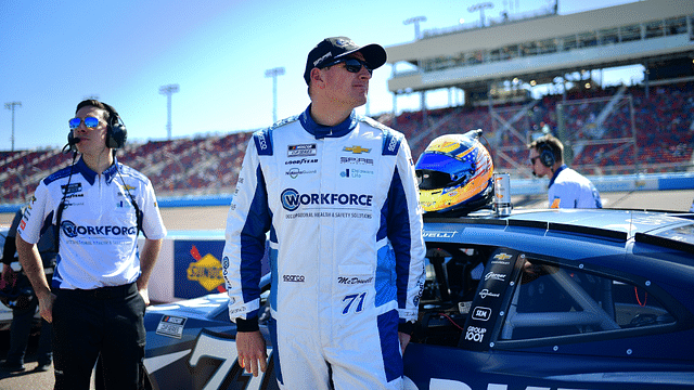 Mar 8, 2025; Avondale, AZ, USA; NASCAR Cup Series driver Michael McDowell (71) during qualifying for the Shrines Children’s 500 at Phoenix Raceway. Mandatory Credit: Gary A. Vasquez-Imagn Images