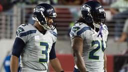 Seattle Seahawks quarterback Russell Wilson (3) and running back Marshawn Lynch (24) during the third quarter against the San Francisco 49ers at Levi's Stadium. The Seahawks defeated the 49ers 20-3.