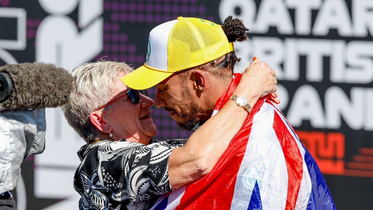 44 Lewis Hamilton GBR, Mercedes AMG Petronas F1 Team and his mother Carmen, F1 Grand Prix of Great Britain at Silverstone Circuit on July 7, 2024 in Silverstone, Great Britain