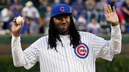 Sep 21, 2023; Chicago, Illinois, USA; 2019 Academy Award-winner Matthew Cherry for animated short film, Hair Love, throws out a ceremonial first pitch before the game between the Chicago Cubs and the Pittsburgh Pirates at Wrigley Field.