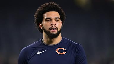 Chicago Bears quarterback Caleb Williams (18) warms up before the game against the Seattle Seahawks at Soldier Field.