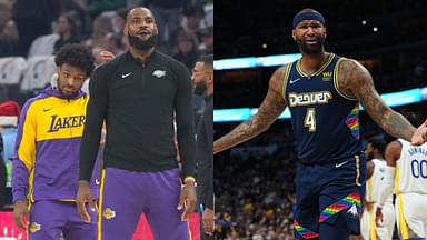 LeBron James and Bronny James(L) and DeMarcus Cousins(R)