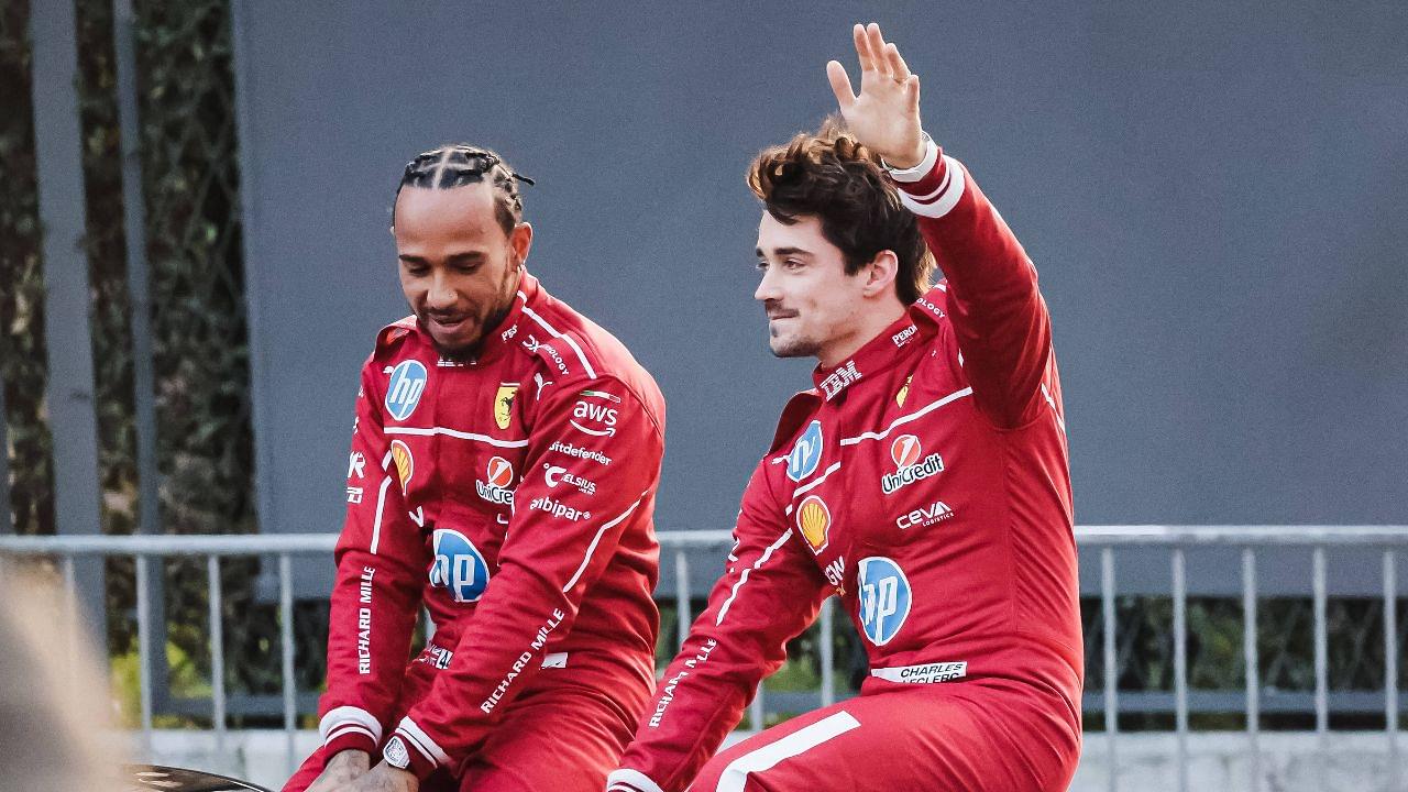 Milan, The Scuderia Ferrari HP Drivers Presentation by UniCredit event with the passage of the Formula 1 single-seaters driven by the team s drivers on the city circuit in Piazza Castello Milan