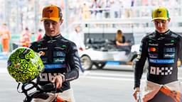 15th March 2025; Melbourne Grand Prix Circuit, Melbourne, Victoria, Australia; Australian Formula 1 Grand Prix; Qualifying Day; Lando Norris and Oscar Piastri on the podium after qualifying 1st and second