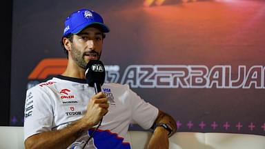 Formula 1 Azerbaijan Grand Prix 2024; Team and Driver arrivals day; Number 3 Visa Cash App RB driver Daniel Ricciardo during the press conference