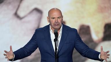 Dana White, CEO of Ultimate Fighting Championship introduces Republican presidential nominee Donald J. Trump during the final day of the Republican National Convention.