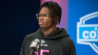 Feb 27, 2025; Indianapolis, IN, USA; Colorado defensive back Travis Hunter (DB15) during the 2025 NFL Combine at Lucas Oil Stadium. Mandatory Credit: Tanner Pearson-Imagn Images