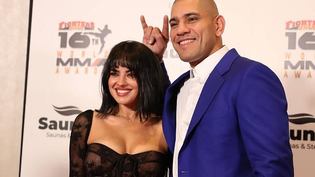 Alex Pereira and Nina Daniele walks the red carpet at the Fighters Only World MMA Awards at The Theatre at Virgin Hotels on December 5, 2024 in Las Vegas, Nevada.