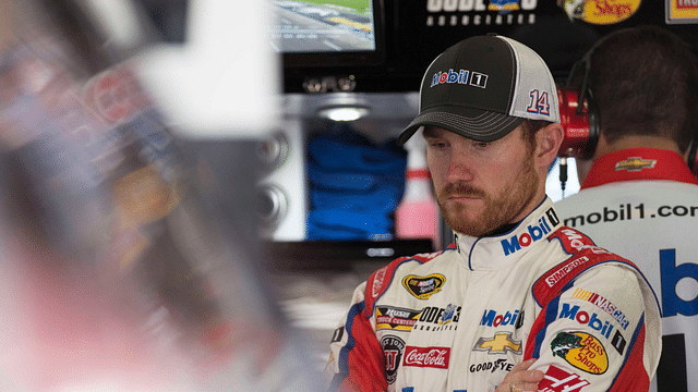 Apr 7, 2016; Ft. Worth, Texas, USA; Sprint Cup Series driver Brian Vickers (14) during practice for the Duck Commander 500 at Texas Motor Speedway. Mandatory Credit: Jerome Miron-Imagn Images