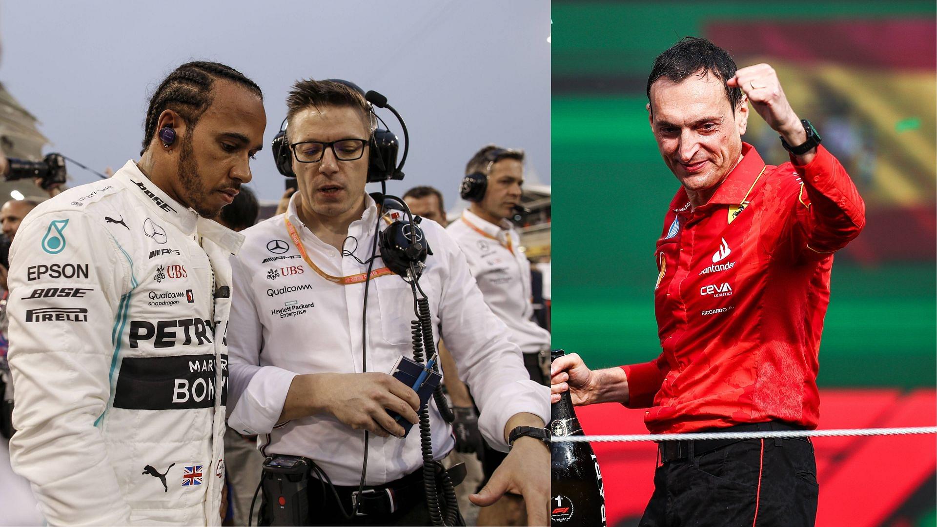 Lewis Hamilton, Peter Bonnington (L) and Riccardo Adami (R)