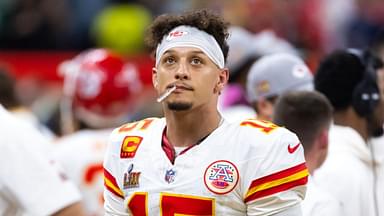 Kansas City Chiefs quarterback Patrick Mahomes (15) reacts against the Philadelphia Eagles in Super Bowl LIX at Ceasars Superdome.