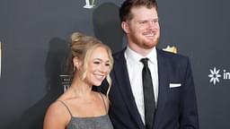 Sam Darnold and Katie Hoofnagle on the red carpet before Super Bowl LIX NFL Honors at Saenger Theatre.