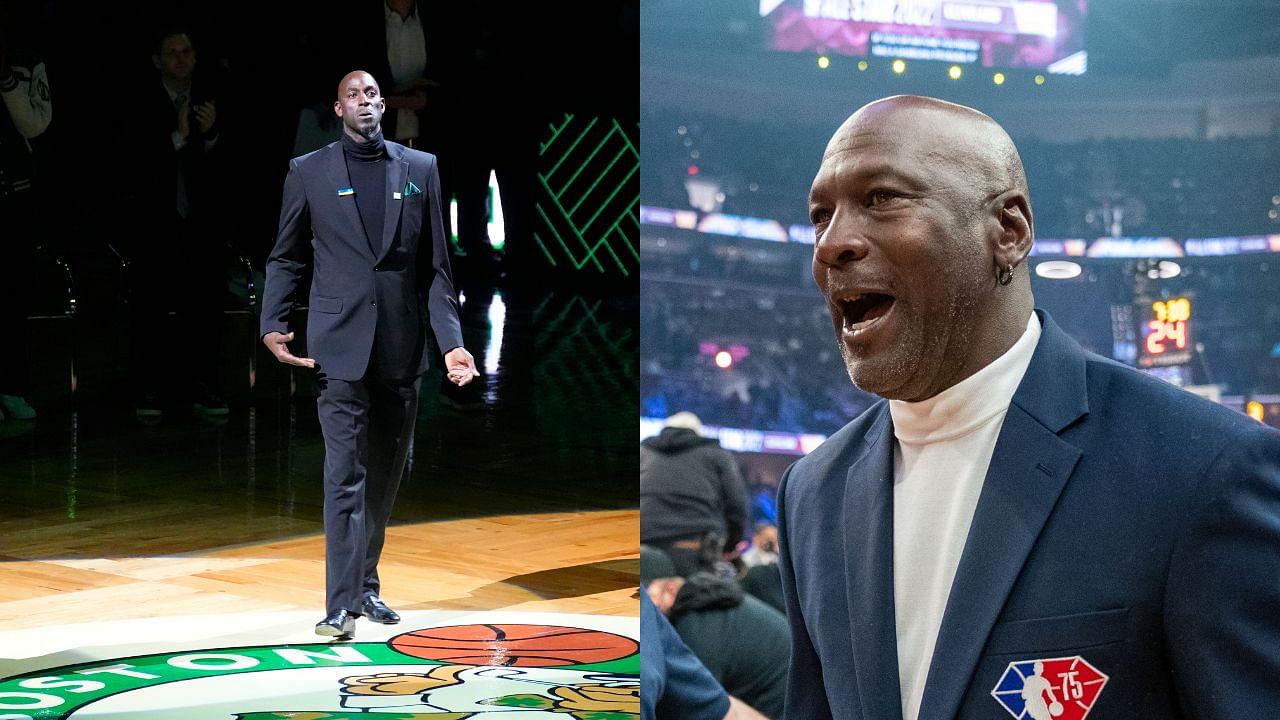 Kevin Garnett (L), Michael Jordan (R)