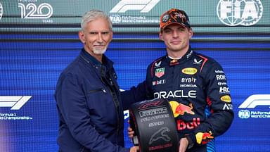 Qualifying Max Verstappen of the Netherlands and Oracle Red Bull Racing receives the poleman award from Damon Hill in the parc ferme after the qualifying ahead of the F1 Grand Prix of Belgium at Circuit de Spa-Francorchamps on July 27, 2024