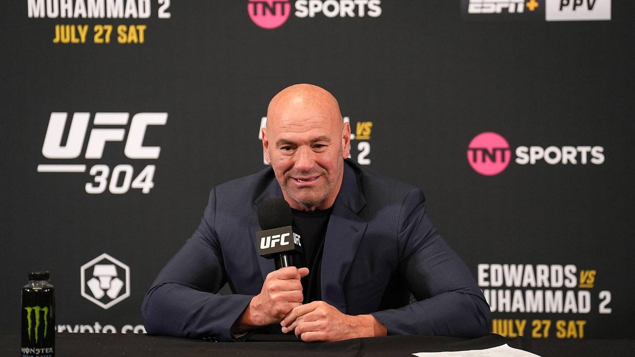 UFC CEO DANA WHITE with post event media during the UFC 304 event at Co-op Etihad Campus, SportCity, Manchester, England on the 27 July 2024.