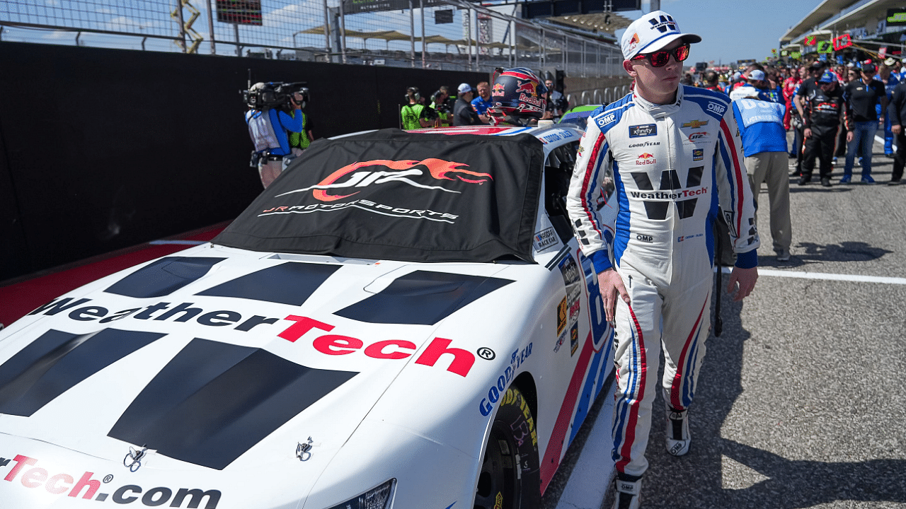 WeatherTech Chevrolet driver Connor Zilisch (88) walks pit road ahead of the NASCAR Xfinity Series Focused Health 250 at Circuit of the Americas on Saturday, March 1, 2025 in Austin.