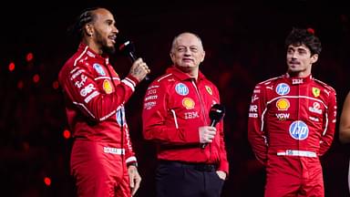 Scuderia Ferrari SF-25 livery reveal with HAMILTON Lewis (gbr), Scuderia Ferrari SF-25, VASSEUR FrÃ dÃ ric (fra), Team Principal & General Manager of the Scuderia Ferrari, LECLERC Charles (mco), Scuderia Ferrari SF-25, portrait, during the F1 75 Live at The O2, F1 2025 season Launch event, on February 18, 2025 in London, United Kingdom