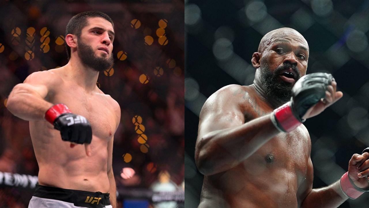 Islam Makhachev (L), Jon Jones (R)