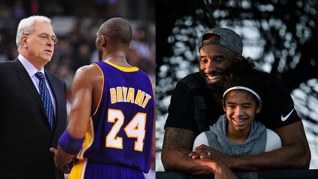 Kobe Bryant and Phil Jackson (L), Kobe Bryant and Gianna Bryant (R)