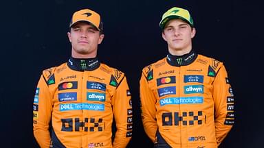 Lando Norris of Great Britain and McLaren Formula 1 Team and Oscar Piastri of Australia and McLaren Formula 1 Team looks on during the F1 Grand Prix of Australia at Albert Park