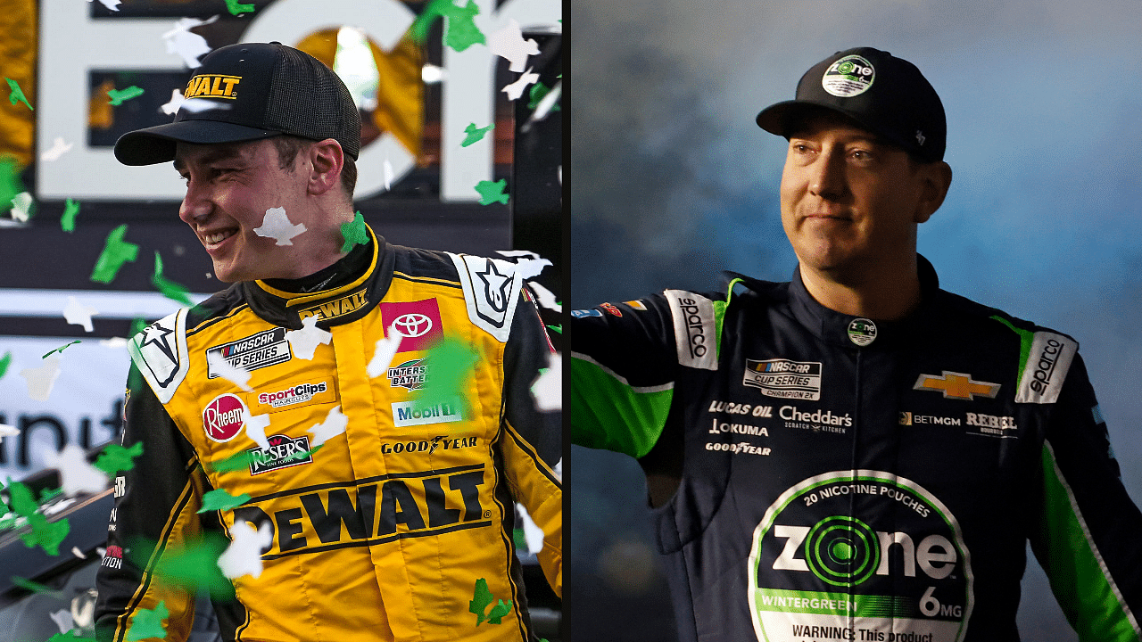 Christopher Bell (L) and Kyle Busch (R)