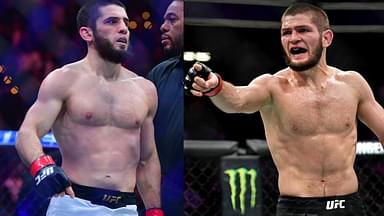 Islam Makhachev (L), Khabib Nurmagomedov (R)