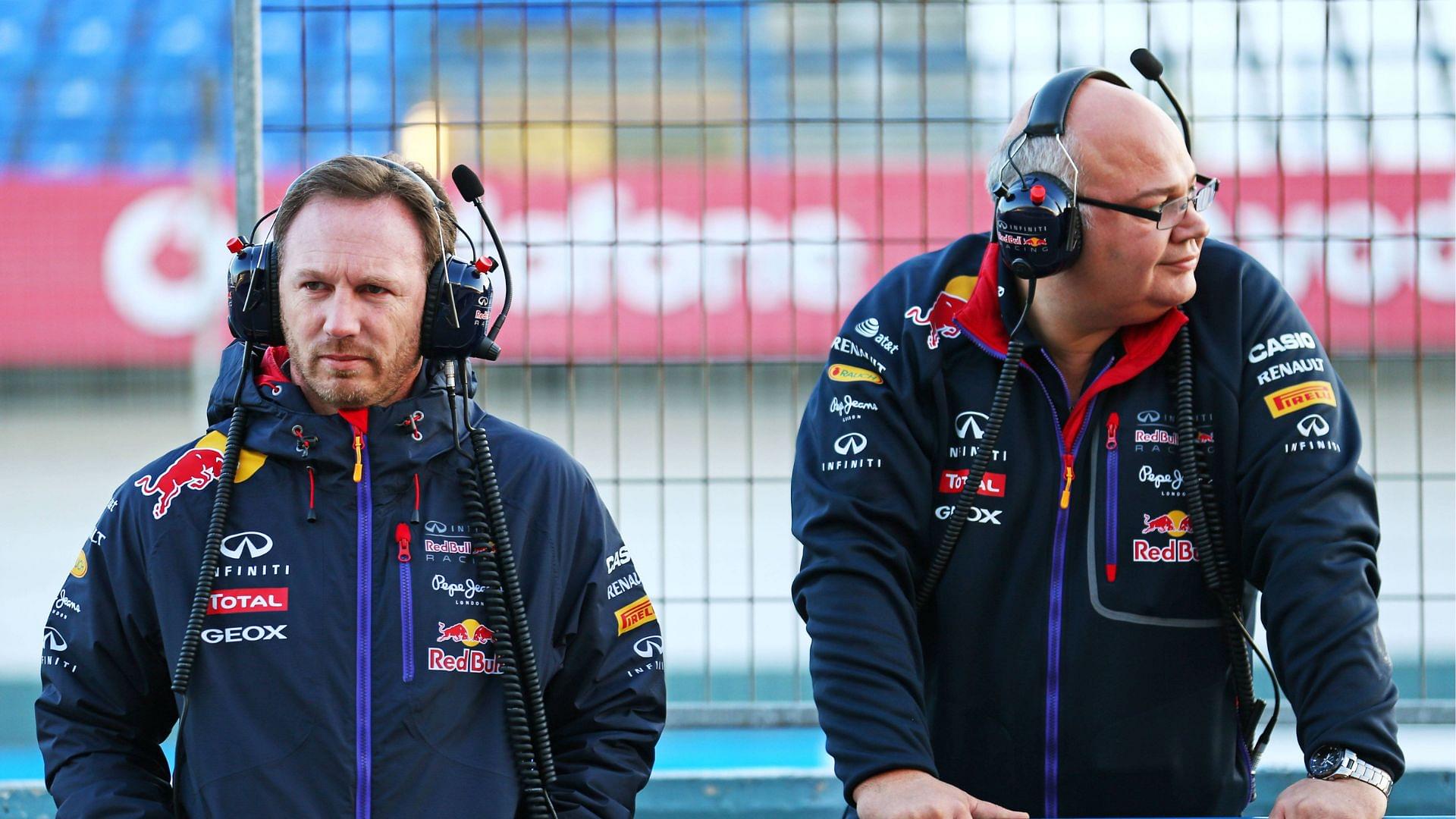 (L to R): Christian Horner (GBR) Red Bull Racing Team Principal with Rob Marshall (GBR) Red Bull Racing Chief Engineering Officer. 02.02.2015. F1 Testing Jerez