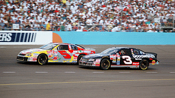 Oct 25, 1998; Avondale, Arizona, USA; NASCAR Winston Cup Series driver Terry Labonte (5) leads Dale Earnhardt Sr (3) during the Dura Lube 500 at Phoenix International Raceway. Mandatory Credit: Mark J. Rebilas-Imagn Images