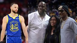 (L) Steph Curry (R) Magic Johnson, Cookie Johnson, and Snoop Dogg
