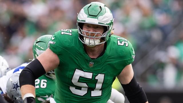 Dec 29, 2024; Philadelphia, Pennsylvania, USA; Philadelphia Eagles center Cam Jurgens (51) in action against the Dallas Cowboys during the second quarter at Lincoln Financial Field.