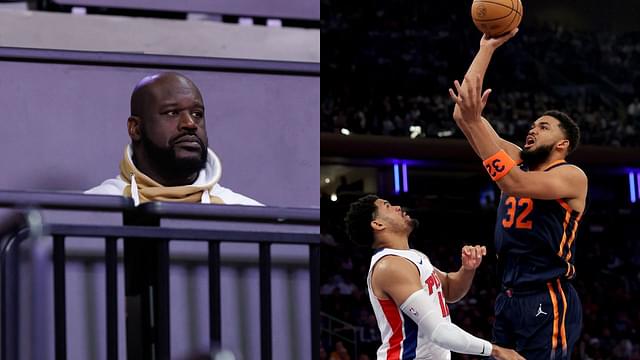 Shaquille O'Neal (L), Karl Anthony Towns (R)