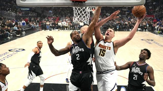 Kawhi Leonard and Nikola Jokic, LA Clippers v Denver Nuggets