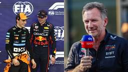 Oscar Piastri and Max Verstappen(L), Christian Horner(R)